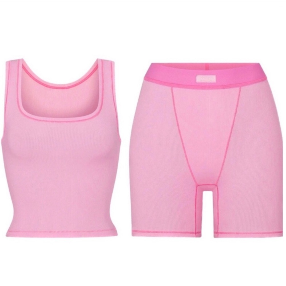 Skims Bubble Gum Cotton Rib Set